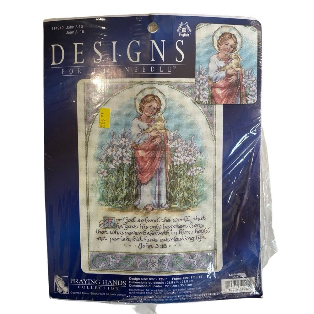 Leisure Arts JOHN 3 16 Praying Hands Counted Cross Stitch Kit 114912 Religious